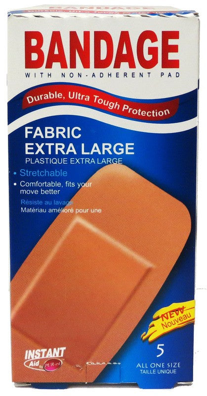 INSTANT AID 5pc FABRIC EXTRA LARGE BANDAGE 50X100mm