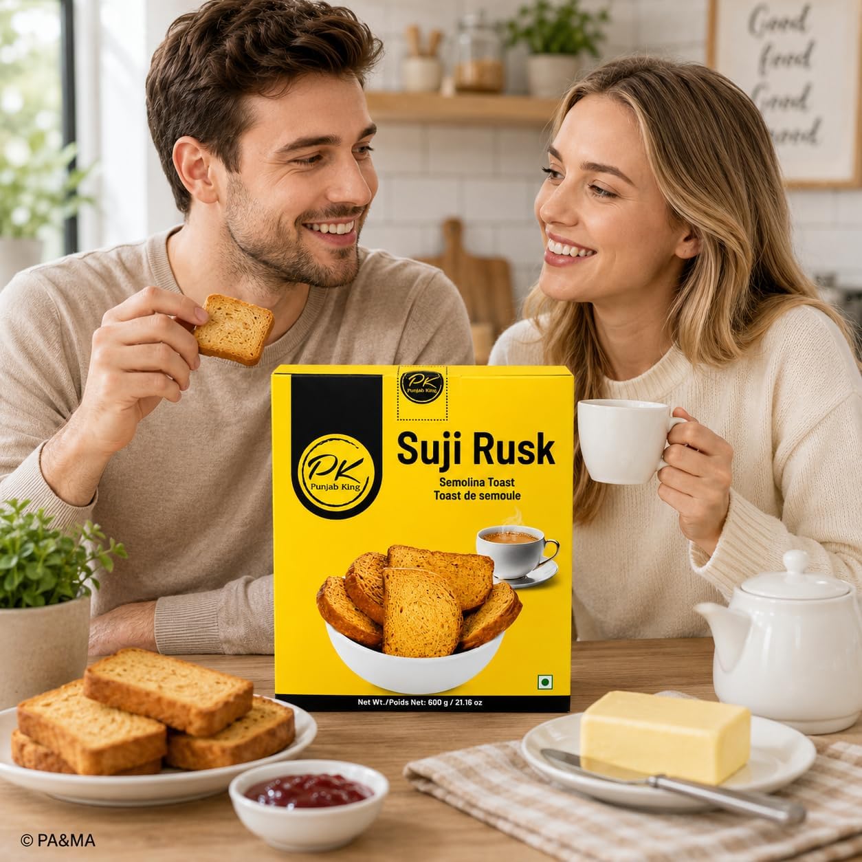 PK Suji Rusk 600 g – Crispy Semolina Toast Rusks | Traditional Indian Tea-Time Biscuit | Crunchy Breakfast & Snack