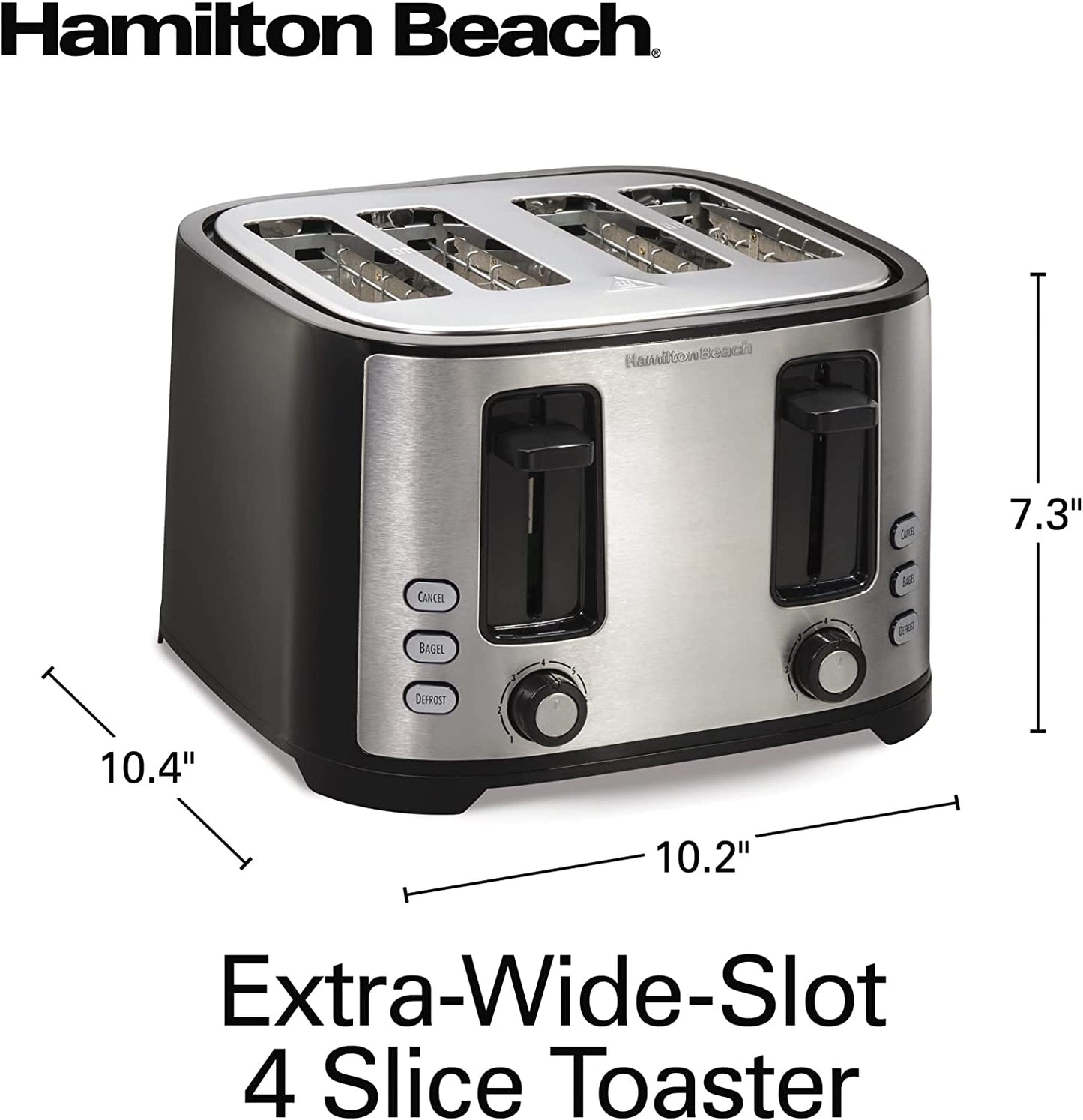 Hamilton Beach 24633V Extra Wide Slot Toaster with Defrost and Bagel Functions Shade Selector, Toast Boost, Auto-Shutoff and Cancel Button, 4 Slices, Black