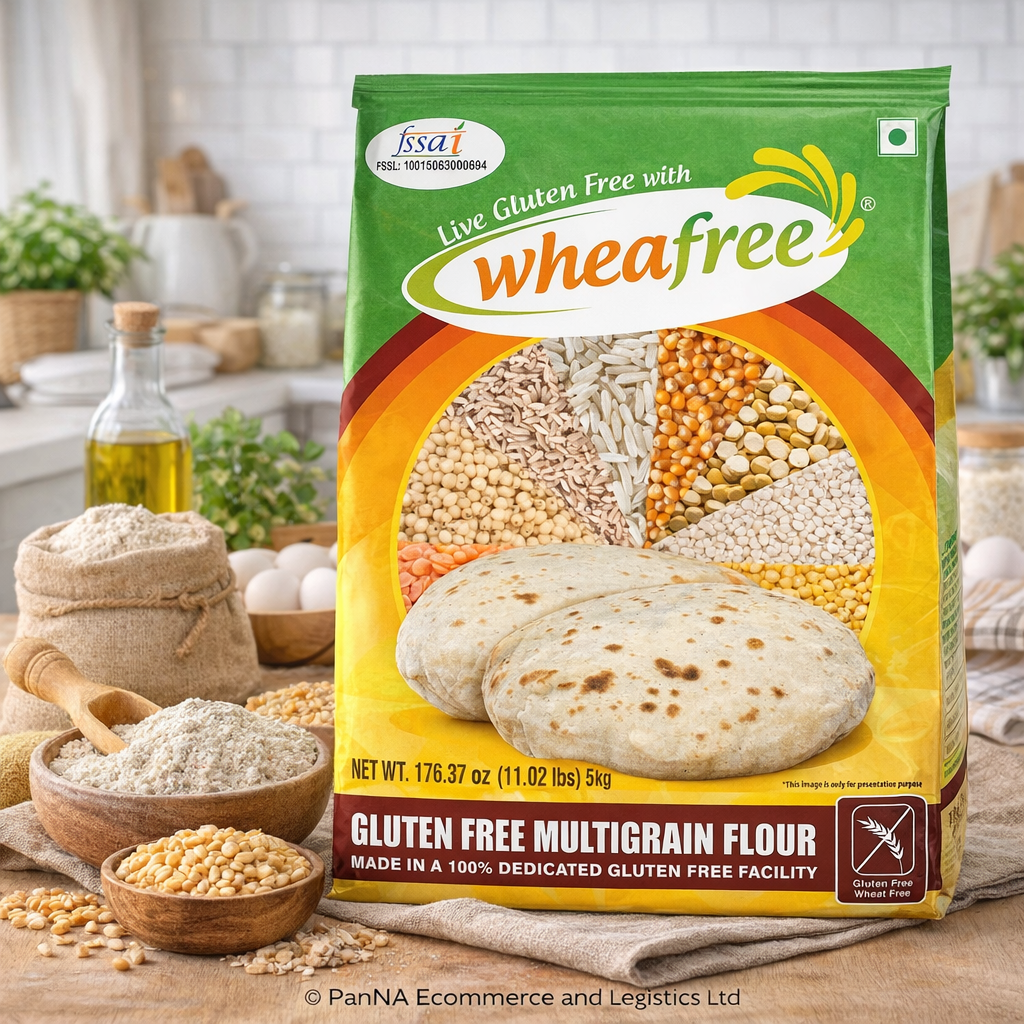 Wheafree Gluten Free Multigrain Flour 5kg – Atta for Roti & Chapati, Wheat-Free Flour Blend, High Fiber Healthy Flour, FSSAI Certified