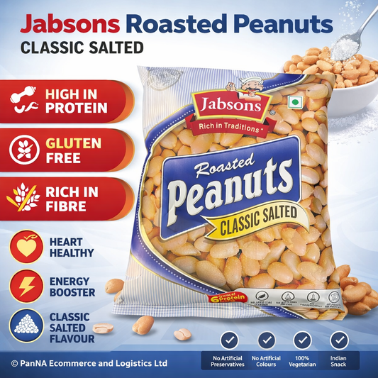 Jabsons Roasted Peanuts Classic Salted 160g | High Protein Snack | Crunchy & Healthy Salted Groundnuts | Ready-to-Eat Snack