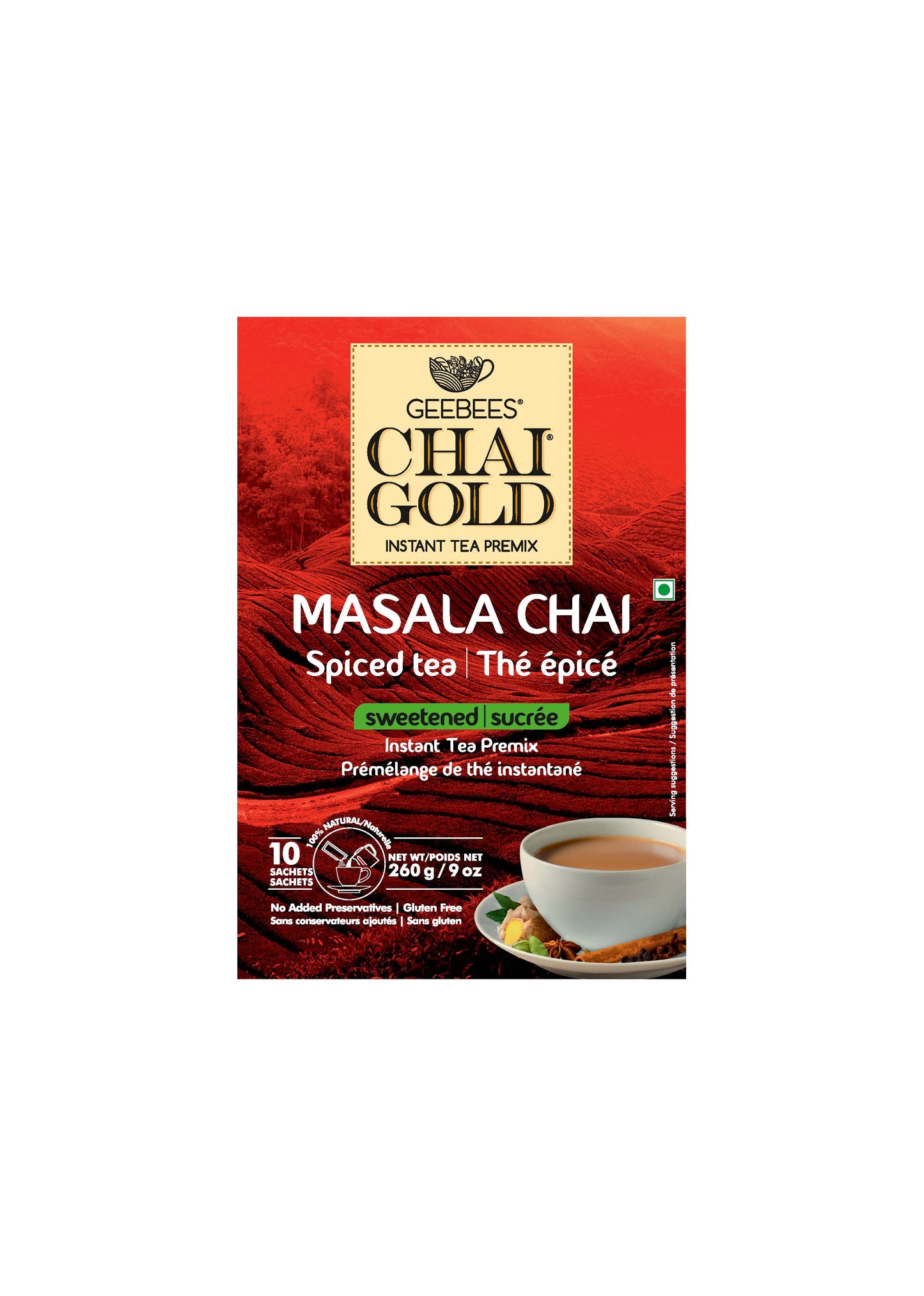 Chai Gold Masala Chai Sweetened Instant Tea Premix – 260g (Spiced Tea Sachets)