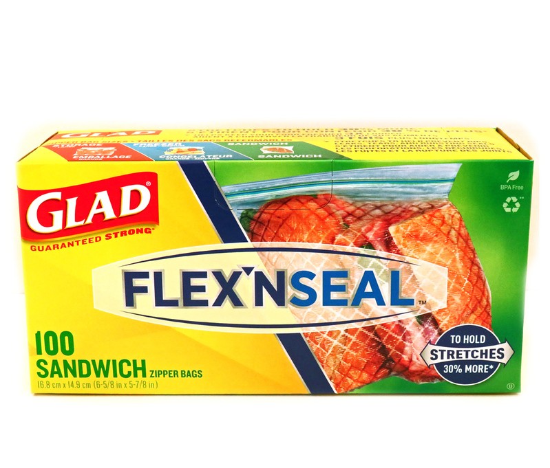 Glad Sandwich Bags Medium Flex N Seal 100ct