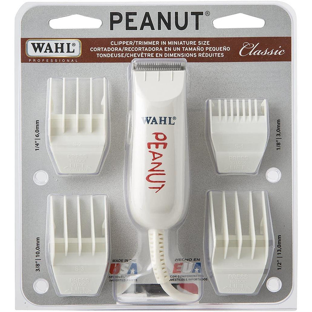 Wahl Professional Classic White Peanut Mini Trimmer/Clipper #56344 with 4 Guides