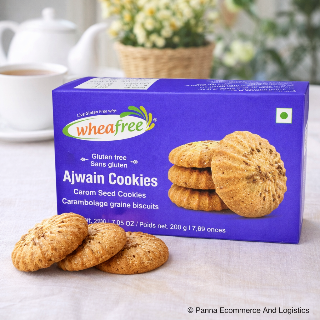 Wheafree Ajwain Cookies (200g) – Gluten Free Carom Seed Biscuits, Healthy Digestive Snack, Crunchy Indian Tea-Time Cookies, Vegetarian