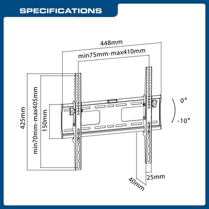 QualGear QG-TM-T-015 Universal Low Profile Tilting TV Wall Mount for 32-55 Inches LED TV, Black