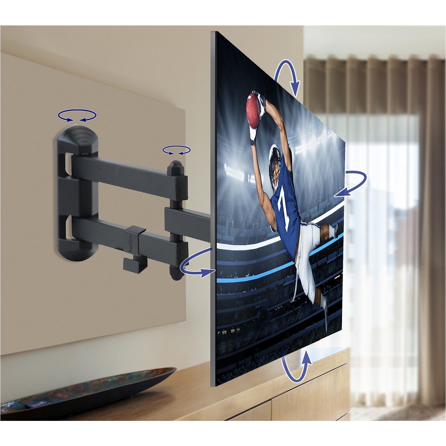 QualGear® QG-TM-022-BLK Articulating TV Wall Mount 15-27 Inch, Black
