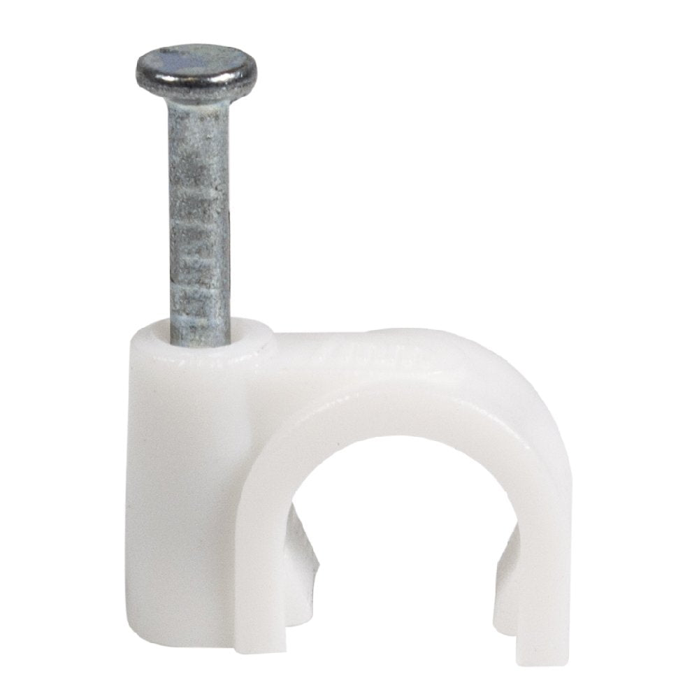 QualGear 7mm Cable Clips, White, 100 Pack, CC7-W-100-P