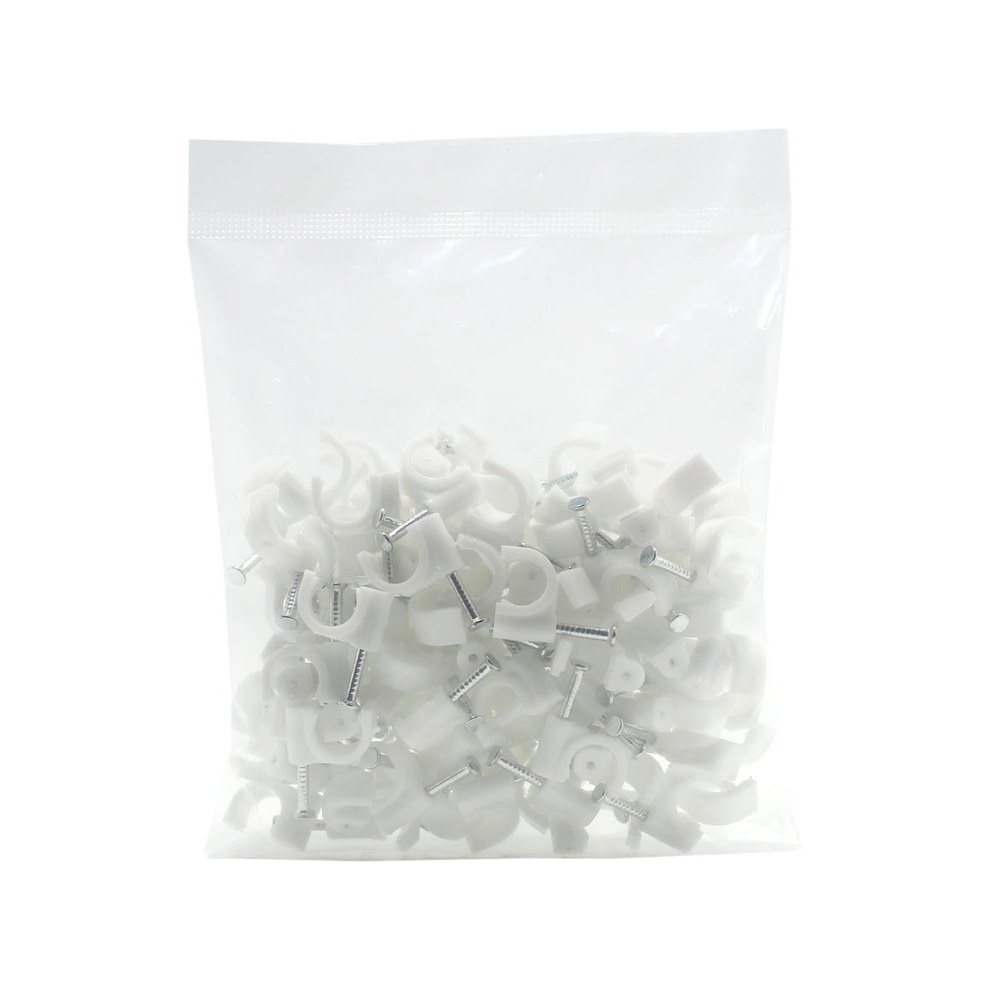 QualGear 8mm Cable Clips, White, 100 Pack, CC8-W-100-P
