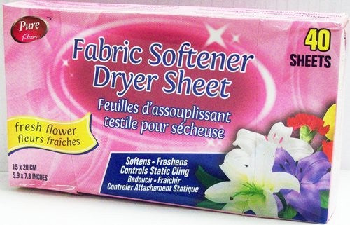 PURE KLEEN FABRIC SOFTENER SHEET-FRESH FLOWER 40PKX24