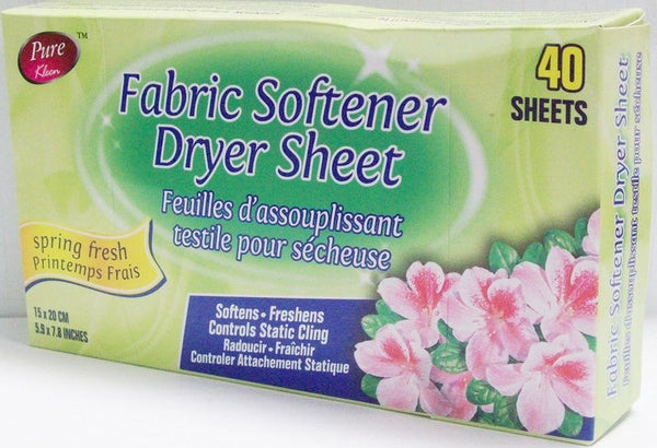 PURE KLEEN FABRIC SOFTENER SHEET-SPRING FRESH 40PKX24..