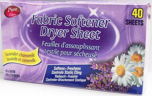 PURE KLEEN FABRIC SOFTENER SHEET-LAVENDER 40PKX24..