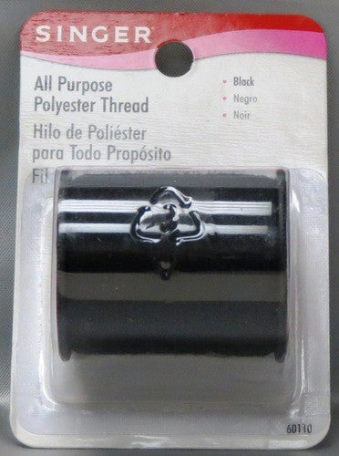 SINGER ALL PURPOSE POLYESTER THREAD SPOOL - BLACK - 150 YDS - 100% POLYESTER X 3-INNER..