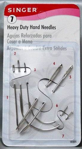 SINGER 7 HEAVY DUTY HAND NEEDLES - 1 CANVAS, 1 CARPET, 1 LEATHER, 1 SACKS, 1 SAIL, 2 UPHOLSTERY......