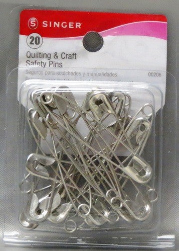 SINGER 20 QUILTING & CRAFT SAFETY PINS - SIZE 3, 2" - CARBON STEEL X 3-INNER....