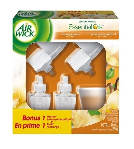 AIR WICK SCENTED OIL+CANDLE KITS: 2+2+1 VANILLA PASSION