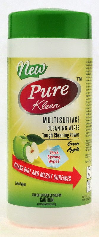 PURE KLEEN MULTISURFACE WIPES GREEN APPLE 35 SHEETS X 12..