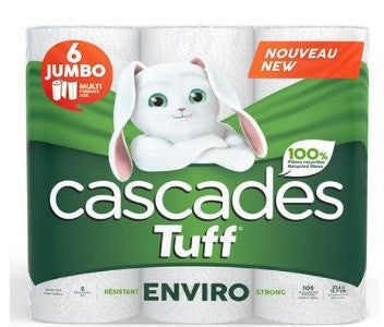 CASCADE TUFF ENVIRO PAPER TOWEL 100% RECYLE 6 ROLL