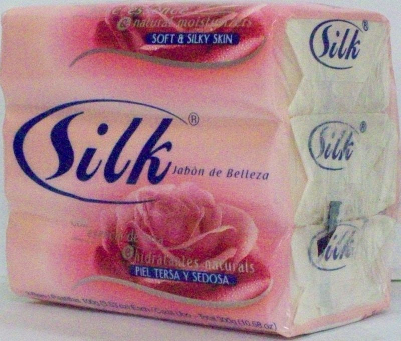 SILK BEAUTY BAR W/ROSE ESSENCE & NATURAL MOIST. SOFT & SILKY SKIN(PINK) 3PK 100G
