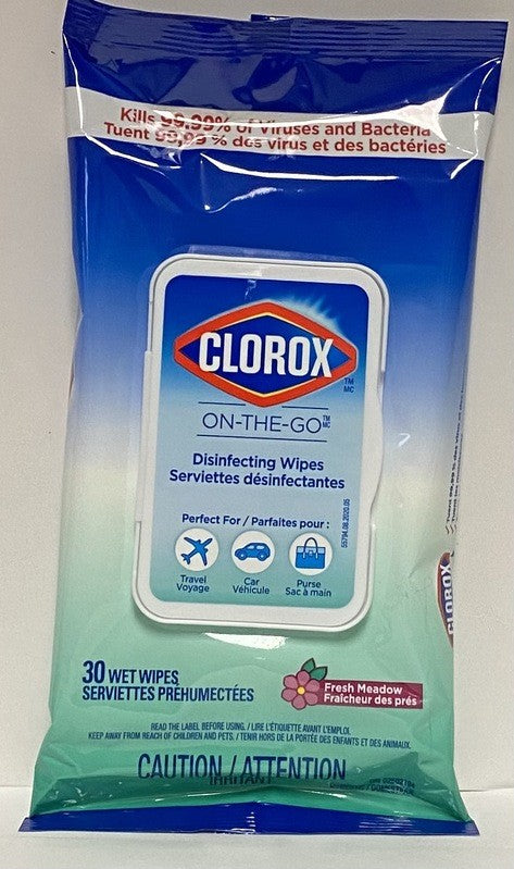 CLOROX DISINFECTANT WIPES ON THE GO FLAT 30CT