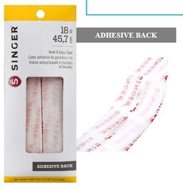 3/4" X 18" ADHESIVE BACK HOOK & LOOP TAPE - WHITE..