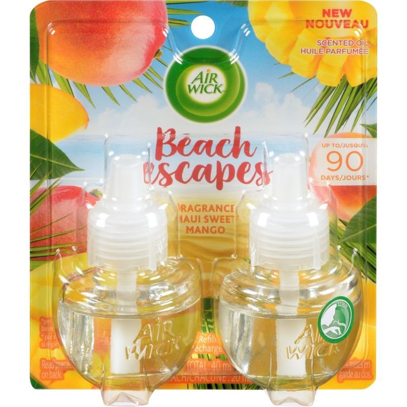 AIR WICK AIR FRESHENER SCENTED OIL REFILL TWIN PACK BEACH ESCAPES™ MAUI SWEET MANGO 2Pk 20ml