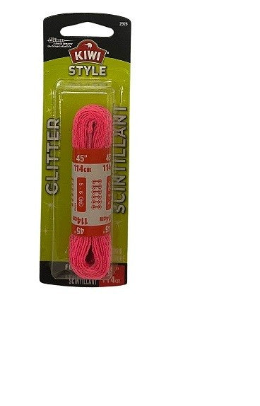 KIWI SHOE LACES 45" GLITTER FLAT PINK