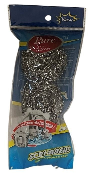 Pure Kleen 3Pk Stainless Steel Scrubber In Poly Bag ..