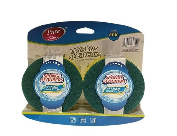 Pure Kleen 2Pk Round Polyster Sponge Scourer Cleaning Pad /Card ..