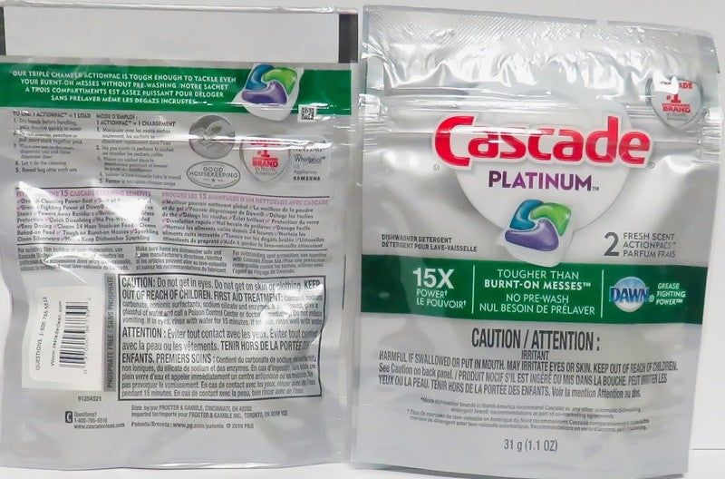 CASCADE 31G DISHWASHING DET PLATINUM 15X POWER FRESH SCENT 2PK X 110