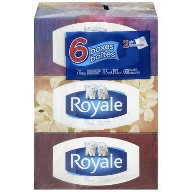 ROYALE FACIAL TISSUE 100 6PK 2PLY