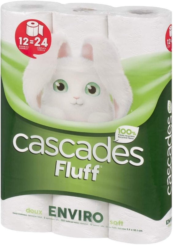 CASCADE FLUFF EVIRO BATH TISSUE 100% RECYLE 12 ROLL