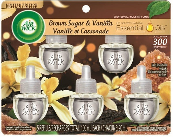 AIR WICK AIR FRESHENER SCENTED OIL REFILLS 0+5 BROWN SUGAR AND VANILLA 20ML