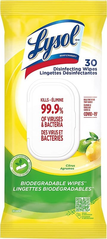 LYSOL WIPES FLAT PACK CITRUS 30CT