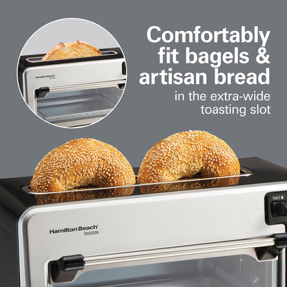 Hamilton Beach Toastation 2 Slice Toaster and Countertop Toaster Oven, Black, 22723