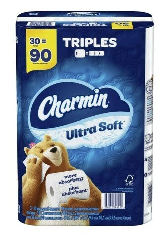 CHARMIN ULTRA SOFT TOILET PAPER 30=90