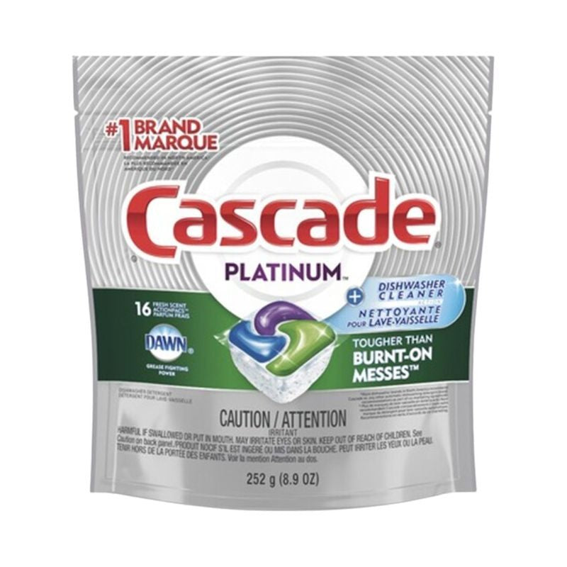 Cascade Platinum Dishwasher Detergent ActionPacs + Dishwasher Cleaner Fresh 16CT