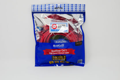 QualGear QG-CAT7R-20FT-RED CAT 7 S/FTP Ethernet Cable Length 20 feet - 26 AWG, 10 Gbps, Gold Plated Contacts, RJ45, 99.99% OFC Copper, Color Red