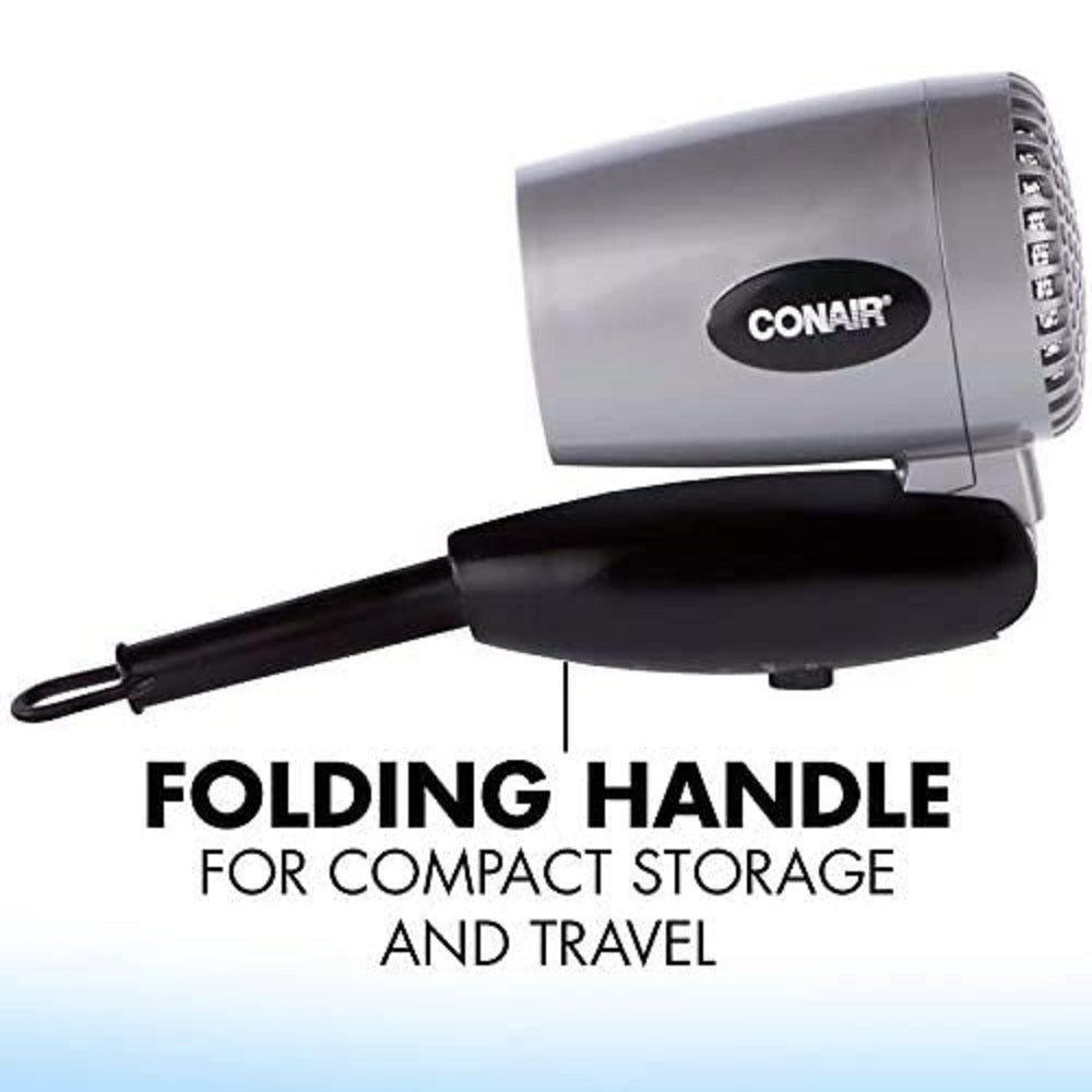 Conair 124AC 1600 Watt Compact Travel Hair Dryer with Folding Handle (SCUF)