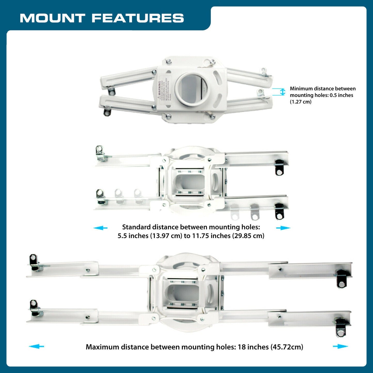QualGear® Pro-AV QG-KIT-CA-3IN-W 3"-1.5" Joist Ceiling Adapter Projector Mount