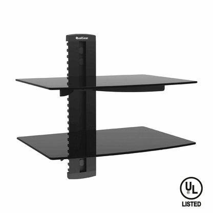 QualGear® Universal Dual Shelf Wall Mount for A/V Components upto 8kgs/17.6lbs(x2), Black (QG-DB-002-BLK)