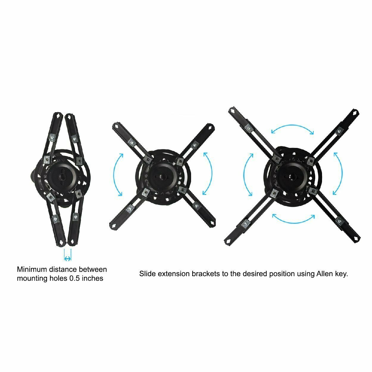 QualGear® PRB-717-BLK 6.6"-16" High Quality Universal Ceiling Projector Mount