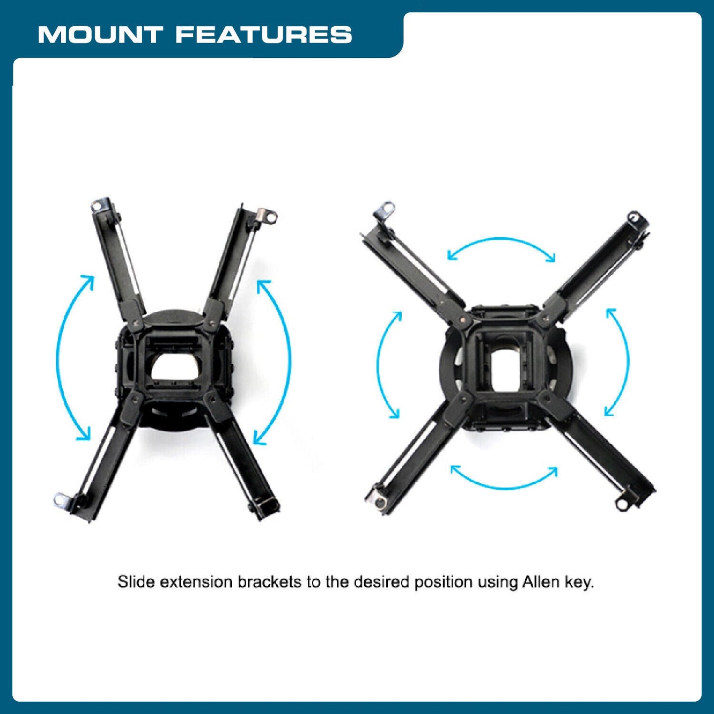 QualGear® Model #QG-PRO-PM-50-B pro-AV Projector Mount Feature Easy Installation