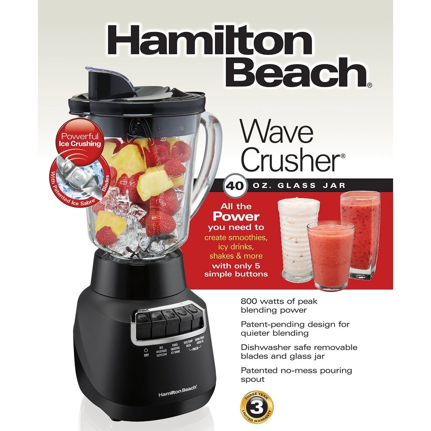 Hamilton Beach 58185C 40 oz. Wave Crusher® Blender