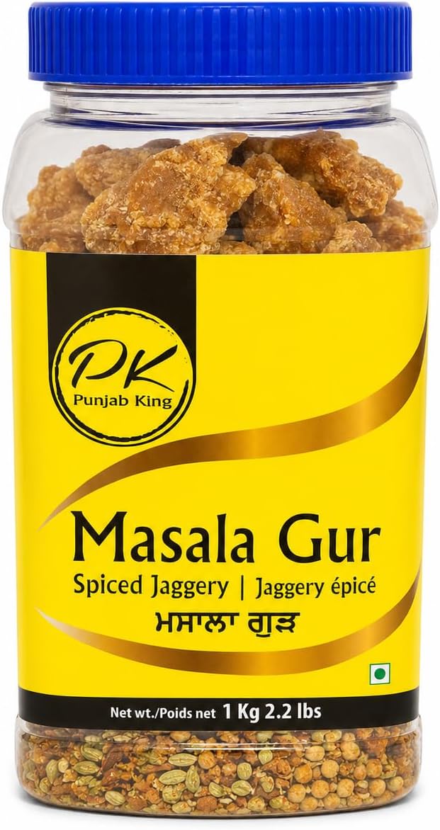 PK Masala Gur (Spiced Jaggery) 1 kg – Traditional Punjabi Jaggery with Natural Spices | Sweet & Flavorful Digestive Treat