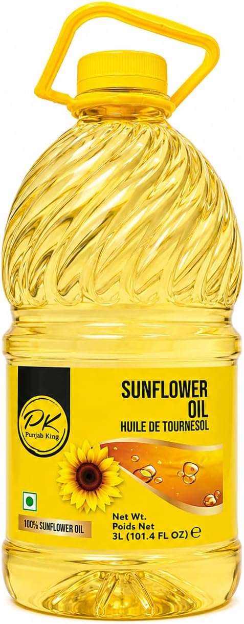 PK Sunflower Oil 3 L (101.4 fl oz) – Pure Cooking Oil for Frying, Sautéing, Baking & Everyday Cooking