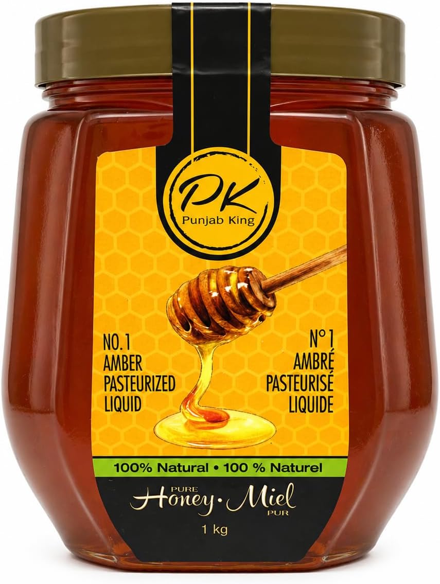 PK Punjab King Pure Honey 1kg – 100% Natural Amber Honey | Pasteurized Liquid Honey | No Added Sugar