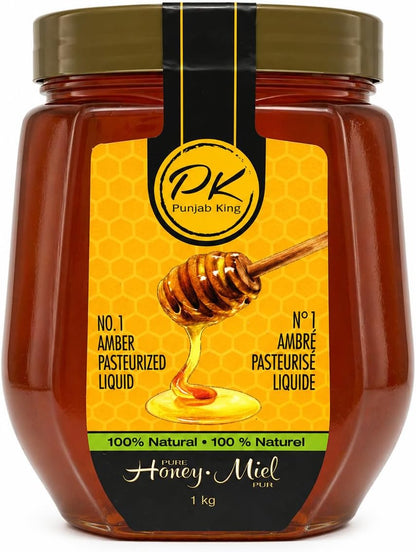 PK Punjab King Pure Honey 1kg – 100% Natural Amber Honey | Pasteurized Liquid Honey | No Added Sugar