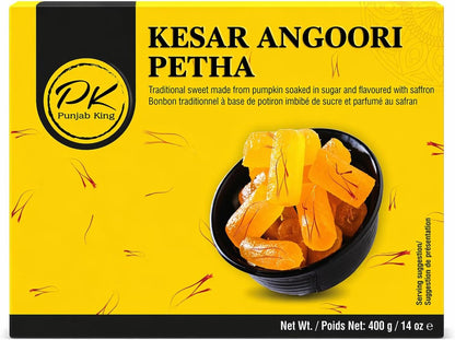 Punjab King Kesar Angoori Petha 400g – Saffron Flavored Indian Sweet | Soft & Juicy Petha Mithai, Traditional Dessert