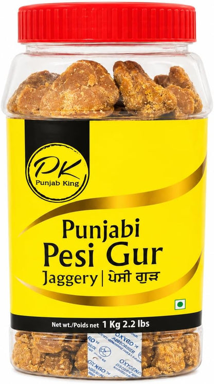 PK Punjabi Pesi Gur (Jaggery) 1 kg – Traditional Unrefined Cane Sugar | Natural Sweetener | Authentic Punjabi Gur